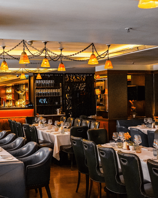 Interior shot of tables at Corrigan's Mayfair