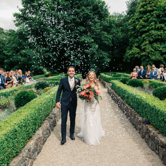 Bride and groom on wedding day