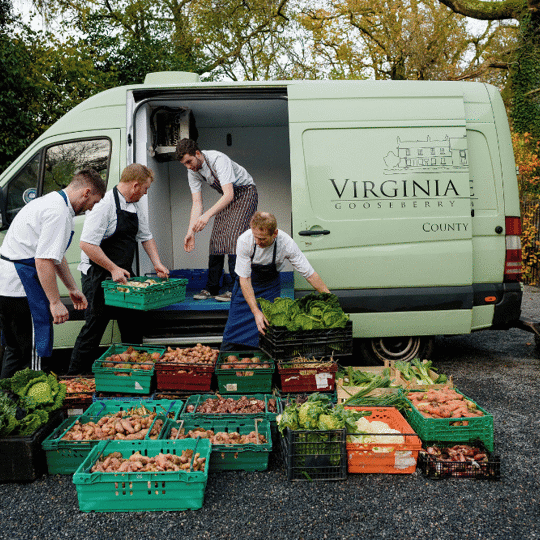People from Virginia Park Lodge getting vegetable deliveries