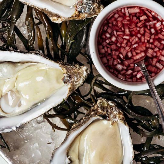 Oysters in Bentley's Oyster Bar in Mayfair, London