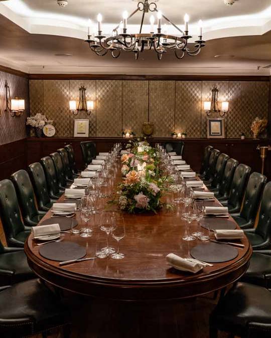 Private dining table laid at Corrigan's Mayfair